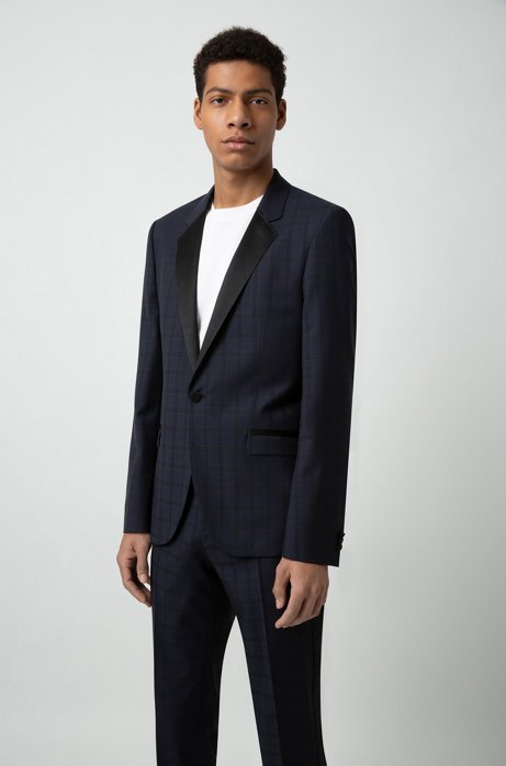 Extra-slim-fit virgin-wool suit with silk trims